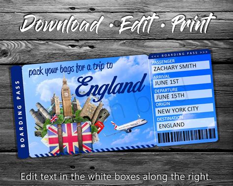 surprise london trip ticket england vacation  instant etsy