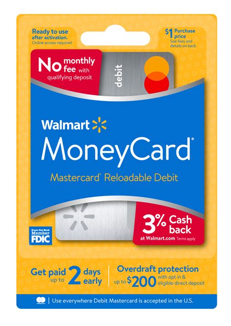 reloadable debit card account  earns  cash  walmart moneycard