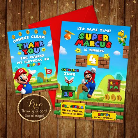 Super Mario Birthday Invitation Printable Super Mario Etsy