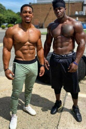 Shirtless Male Muscular Beefcake African Black Hunks Jocks Group Photo