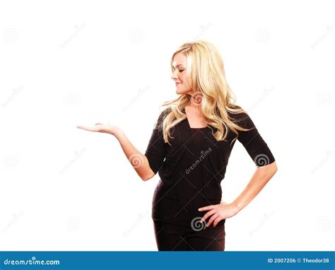 business woman showing  stock photo image  smile clean