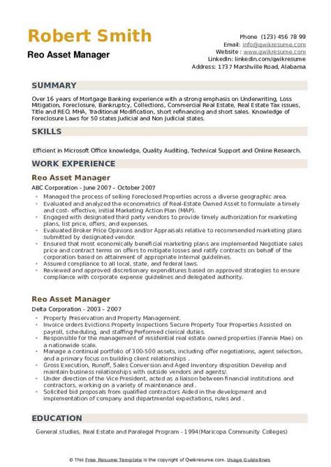 asset management resume sample asset management resume template