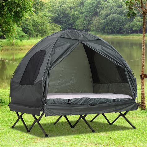 Outsunny Compact Folding Outdoor Travel Camping Cot Bed Tent For Adults