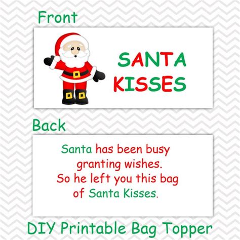christmas santa kisses personalized diy christmas printable