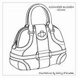 Drawing Bag Handbag Designer Sketch Cad Mcqueen Purse Chanel Coloring Fashion Getdrawings sketch template