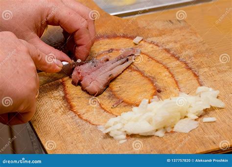 cuts fish meat  small pieces stock photo image  chef meal