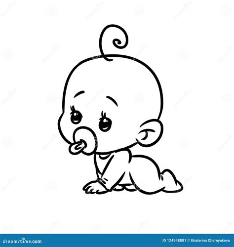 small baby cartoon minimalism character coloring page stock