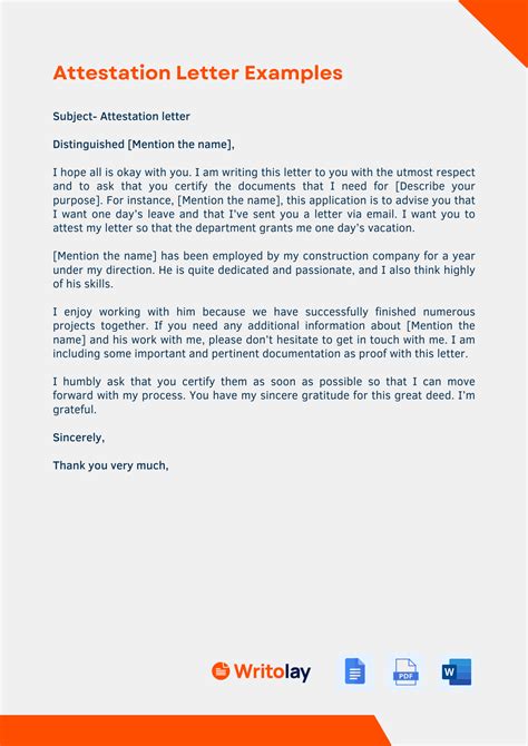 attestation letter examples  templates writolay