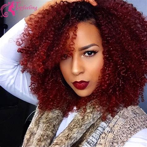 red color virgin brazilian full lace kinky curly wigs human hair
