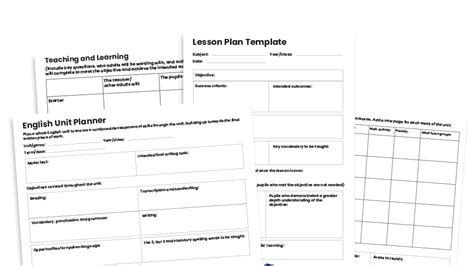 editable primary lesson plan template  english unit planning grid