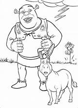 Shrek Coloring Pages Donkey Cartoon Character sketch template