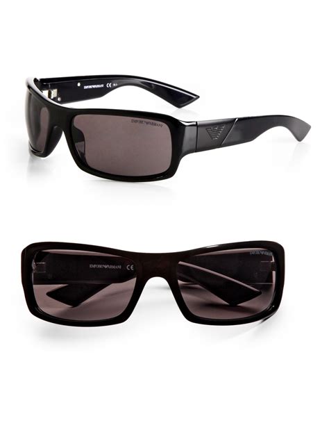 emporio armani rectangular sunglasses in black for men lyst