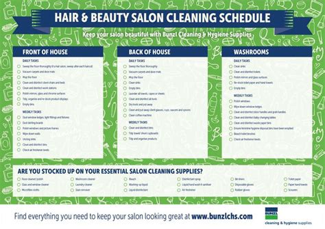 hair  beauty salons cleaning schedule  supply template hair