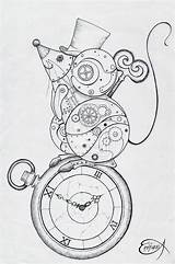 Clockwork Montre Steam Gears Clocks Blippi Machines Rouage Tattoo Artelista Miriam sketch template