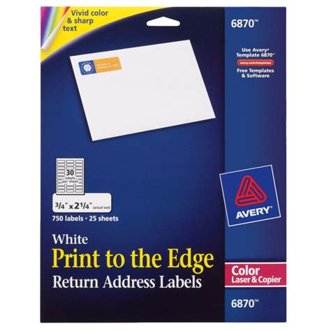 avery      white print   edge return address labels pack