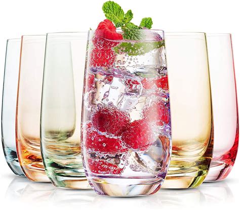 mitbak  oz colored highball glasses set   lead  drinking