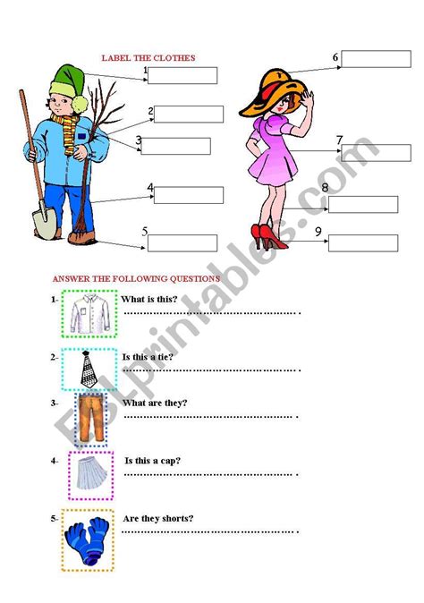 label  clothes esl worksheet  nilce
