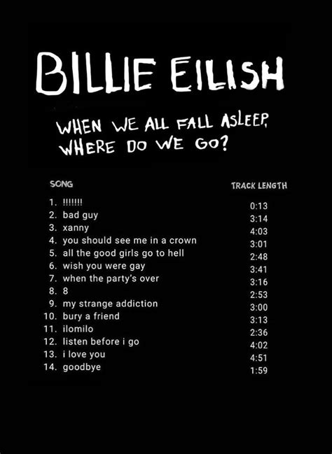 billie eilish tracklist  billie eilish billie song lyrics wallpaper