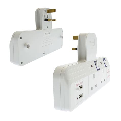 multi plug extension lead     gang  uk mains wall socket adaptors usb ebay
