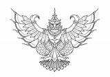 Garuda Uccello Pancasila Mezzo Animale Tailandese Elemento Letteratura Progettazione Stampato Umano Richwald Pag Adult Shirt Octopus Literature sketch template