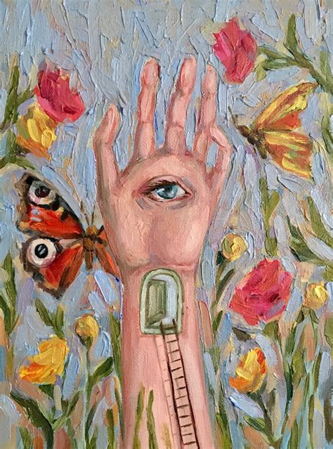 eye painting whimsical art surreal painting butterfly  etsy