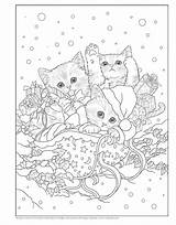Coloring Pages Cute Christmas Cat Kitty Adult Book Printable Rockabilly Animal Santa Holiday Cats Colouring Amazon Color Print Helpers Mandala sketch template