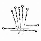Acupuncture Logo Needles Icon Chinese Traditional Illustrations Medicine Stock sketch template
