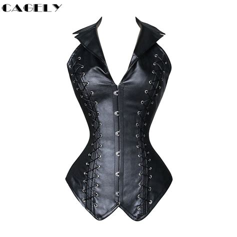 cheap price faux leather corset steampunk corselet steel boned gothic