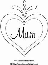 Mum Heart Coloring Mother Colouring Pages Mom Card Sheets Sheet Mothers Monogram Leehansen sketch template