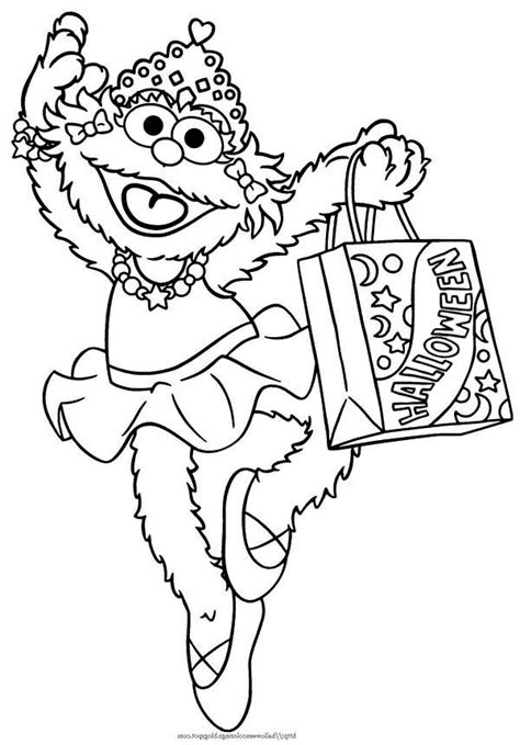 zoe  bag full  candy  sesame street halloween coloring page