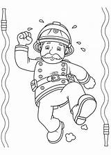 Coloring Fireman Sam Fire Tired Extinguishing After sketch template