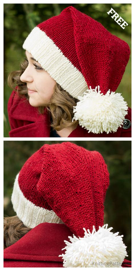 knit christmas santa hat  knitting patterns knitting pattern