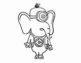 Minion Coloring Elephant Mix Little Coloringcrew sketch template