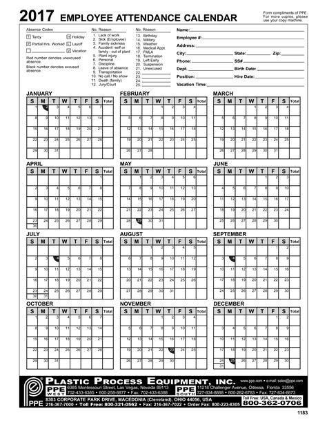 basic attendance calendar templates  allbusinesstemplatescom
