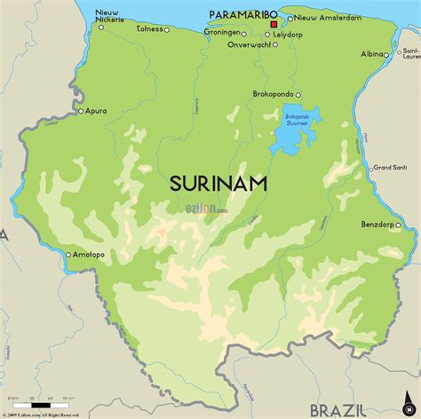 road map  surinam  surinam road maps