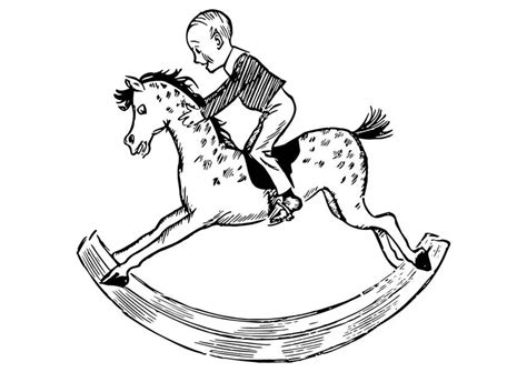 coloring page child  rocking horse  printable coloring pages