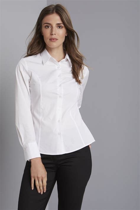 Women S Essentials Long Sleeve Shirt White