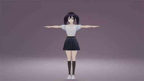 3d Asset Cute Anime Rigged T Pose Girl Cgtrader