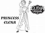 Elena Coloring Avalor Pages Princess sketch template