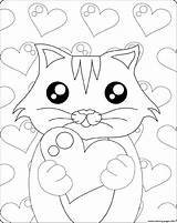 Coloring Pages Valentines Kitten Heart St Printable Cute Hearts Dot Print Popular sketch template