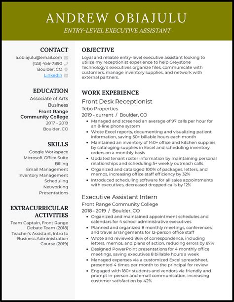 executive assistant resume samples  riset