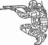 Army Drawing Soldiers Coloring Pages Soldier Shooting Getdrawings sketch template