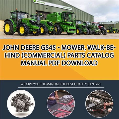 john deere gs mower walk  commercial parts catalog manual   service