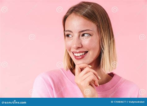 Portrait Of A Lovely Young Blonde Short Haired Woman Stock Image
