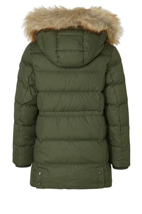 tommy hilfiger winterjas groen wehkamp