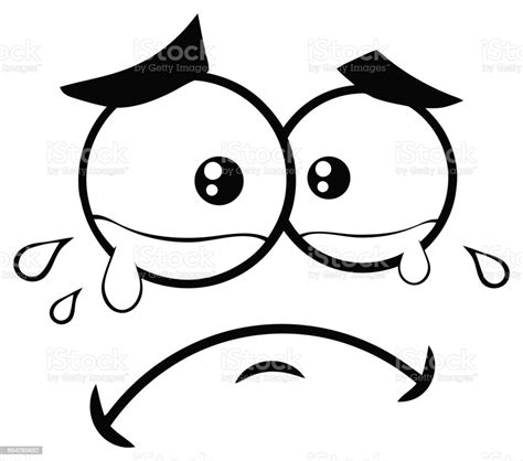 black and white crying cartoon funny face with tears and expression