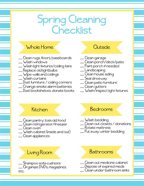 printable spring cleaning checklist    easy