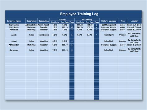 Employee Training Record Template Excel