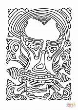 Coloring Pages Psychedelic Skull Pattern sketch template