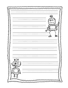robot fun writing paper pack hwt  traditional style lines